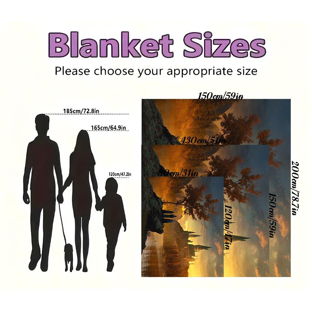Hogwarts Castle Sunset Fantasy Art PrintBlanket Flannel Throw Blanket for Sofa, Bed, Travel, Camping, Office, Couch, Chair
