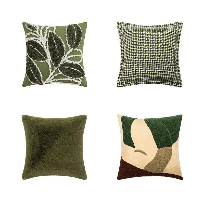 Green Ins Style Pillow Case Internet Celebrity Style Art Design Pillow Sofa Cushion Model Room Pillow