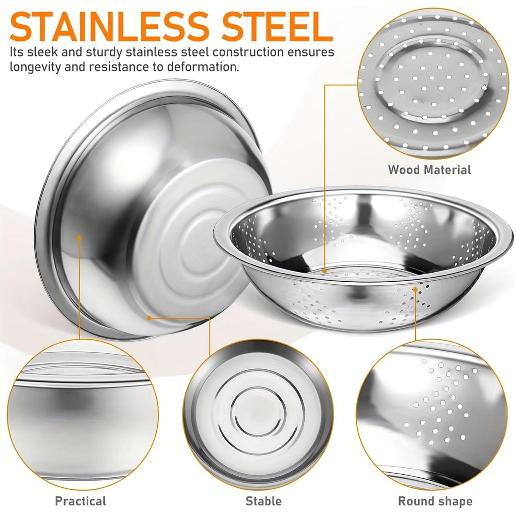 Multifunctional Vegetable Fruit Strainer Mesh Slicer Rice Washing Tool Stainless Steel Easy Use Silver Dishwasher Safe Sink