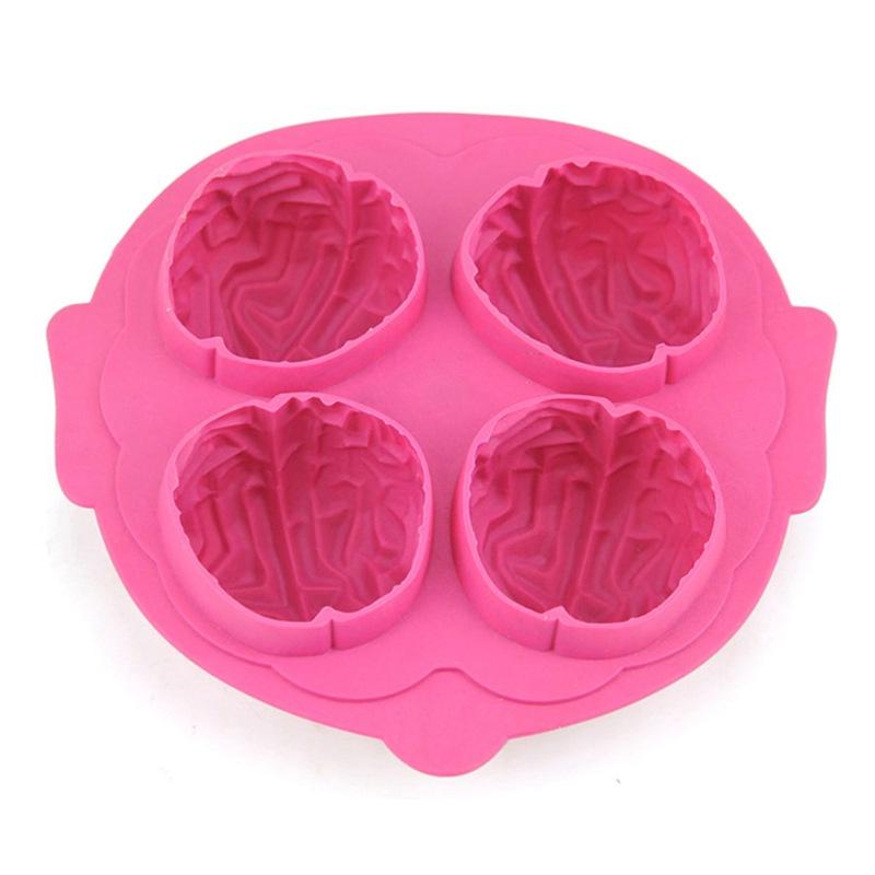 

Четырехъячеечный поднос для льда на Хэллоуин в форме мозга, забавная форма для льда в виде неправильных сфер красный