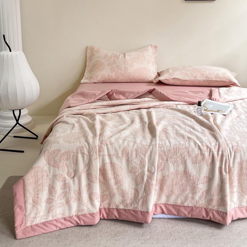 Pure Cotton Three-Layer Gauze Jacquard Summer Quilt Set - Cooling & Comfortable