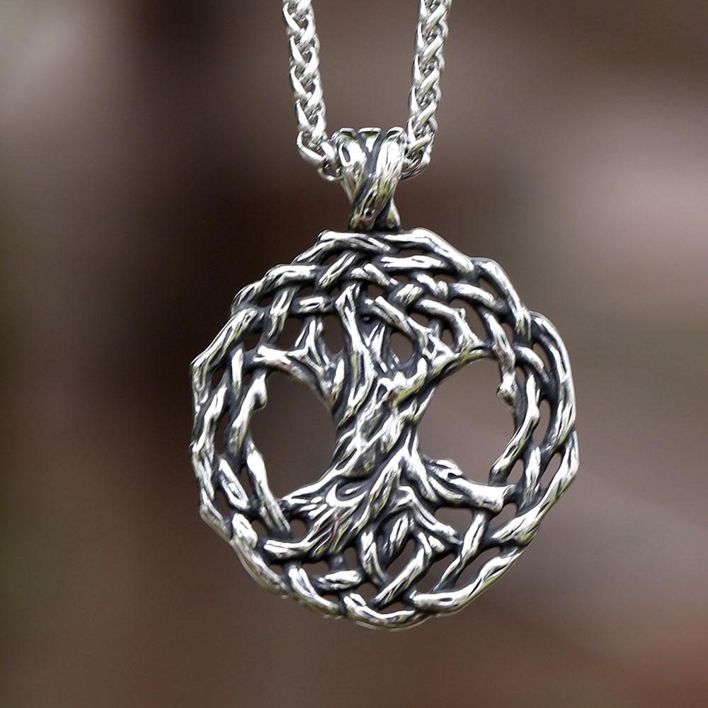 2024 New Vintage Stainless Steel Tree Of Life Pendant Necklace For Girl Boy Trendy Viking Jewelry Couple Gift