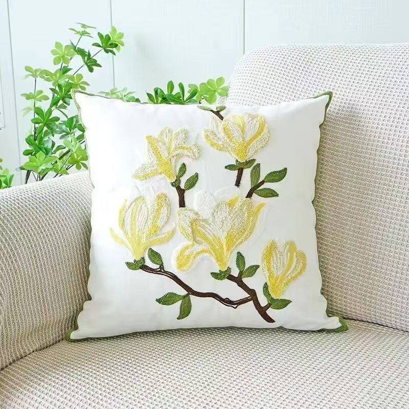 45X45Cm Cute Throw Embroided Pillow Cover Light Luxury Nordic Flower Sofa Cushion Waist Cover Home Decorative Pillowcase