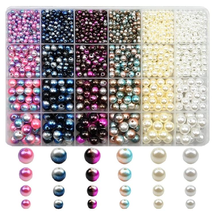 

1890Pieces Necklaces Loose Beads Changing Color Spacer Beads with Holes DIY 1