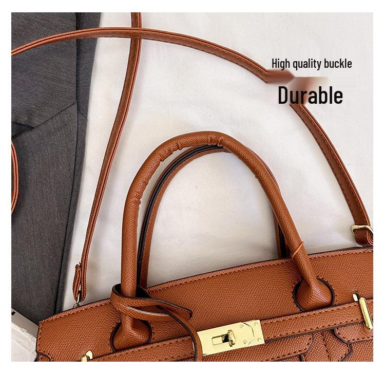 2025 Korean Style Large Capacity Textured Platinum Handbag - Versatile Women's Shoulder Crossbody Bag