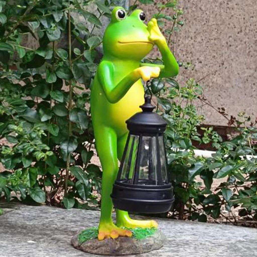 Frog Solar Garden Statue Yard Art Decor with Light, Lawn Ornament, Outdoor Sculpture for