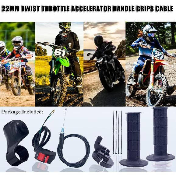 Auto-Moto Handle Bar Throttle Grips Grip +Throttle Cable + Throttle Housing Clamp for Dirt Bike Quad ATV Pit 50cc 125cc