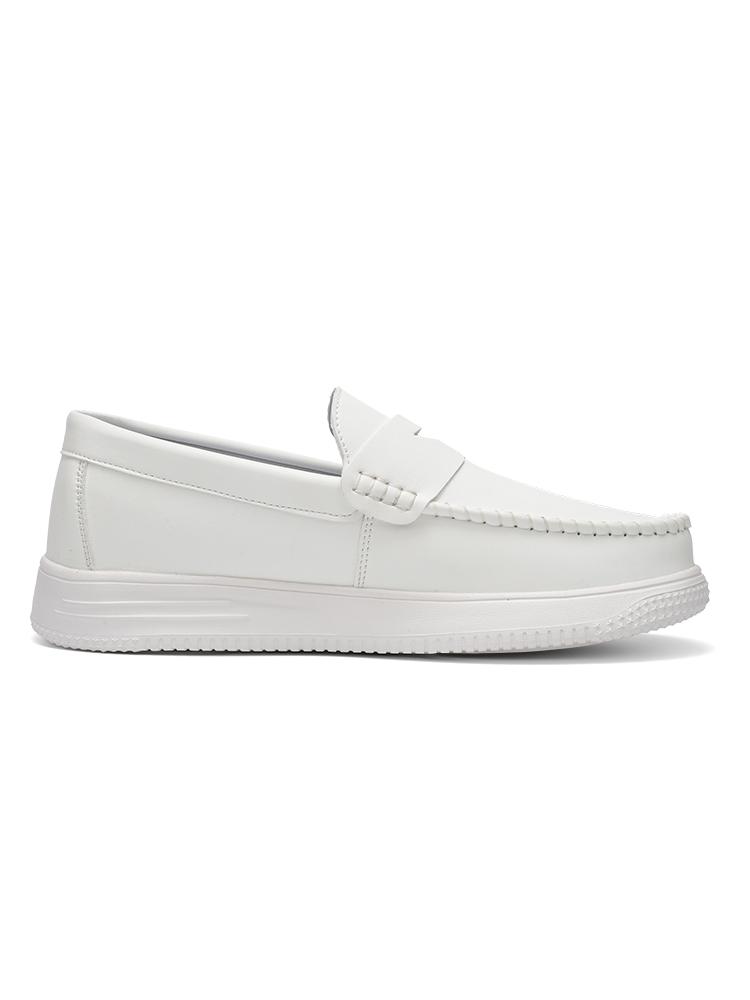 

Leather Slip-On Loafers Men s Flat Bottom Driving Travel Shoes Lazy Pers s Footwear Fashiable Round Toe Rubber Outsole 39 белый