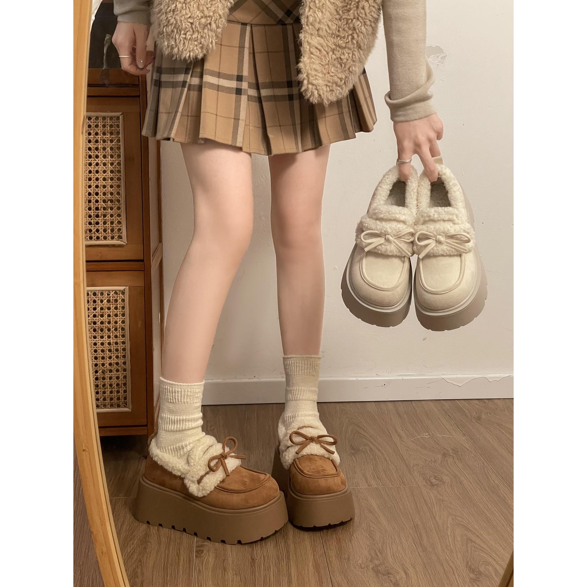 Queen Fan Warm White Fluffy Platform Cotton Shoes Women s Winter Boken Plush Boken Shoes 40 верблюд