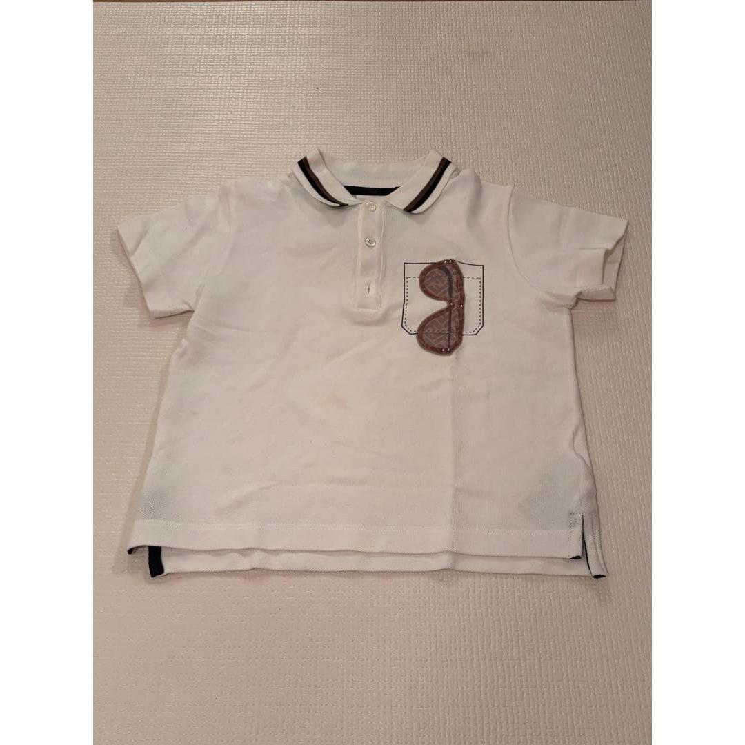 Used FENDI white polo shirt with sunglasses embroidery