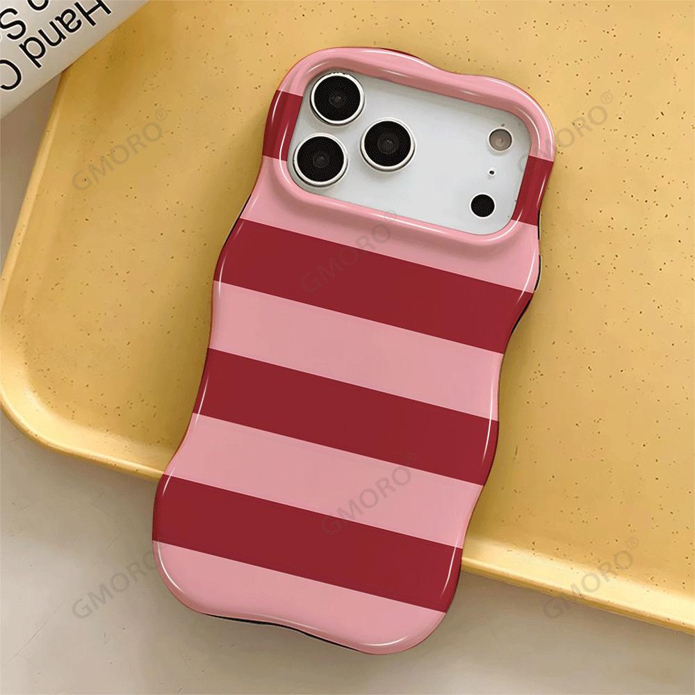 Summer Fresh and Simple Color Matching Striped 15plus Film Case iPhone17 Wavy Edge Mobile Phone Case Wholesale Customization