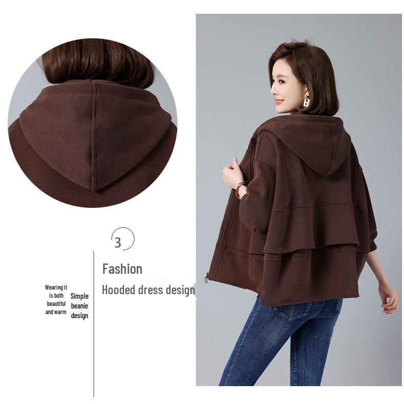 Damski kardigan polarowy z kapturem w dużych rozmiarach - Moda jesienno-zimowa 2024 dla kobiet w średnim i starszym wieku