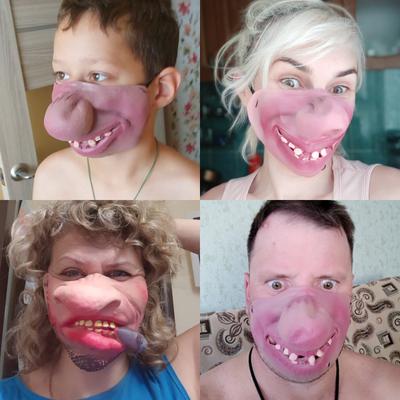 Half Face Horror Mask Party Costume Tricky Props Decoration Adult Clown Latex Mask Funny Cosplay