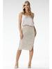 Pailletten-Midi-Abend-Bleistiftrock - Beige S