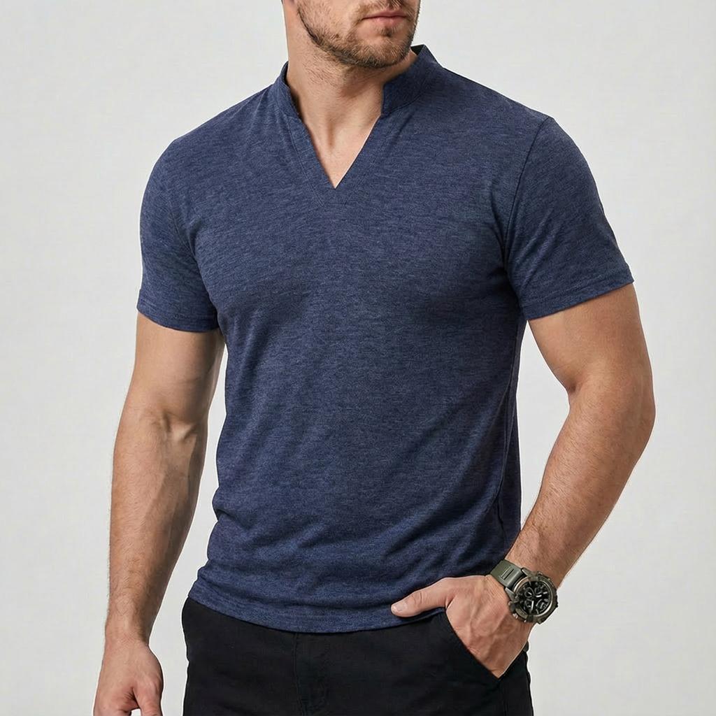 Men's Solid Color Short Sleeve Tops Men's Casual Fashion Short Sleeve Tops