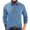 Men's Buttoned Lapel Colorful Cotton Long-sleeved POLO Shirt Casual Fashion Pocket Bottoming Top