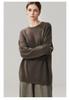 Women's Mid-Length Thickened Cashmere Sweater, Round Neck, Loose Fit, Simple Commuting Style - Ideal for Autumn and Winter Layers