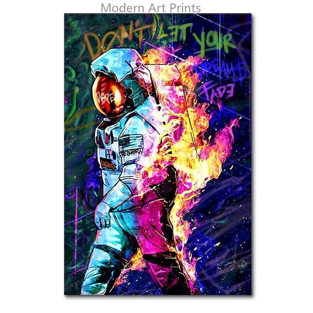 Cool Space Astronaut Canvas Painting Street Graffiti Posters and Prints Wall Art Pictures For Living Room Home Decor Unframed