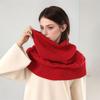Versatile Hooded Knitted Scarf Winter Cap Neck Warmer Cowl Circle Collar Scarves Solid Color Dual Use Shawl Scarf Outwear Decor