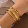 Elegant Retro Gold Clover Slim Bracelet for Women - Unique Design
