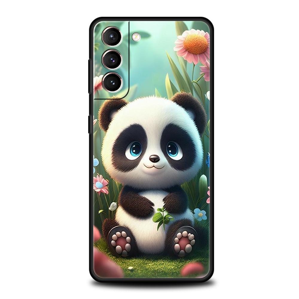 Cartoon Niedlicher Panda Handyhülle für Samsung Galaxy S24 S23 S22 S20 S21 FE Ultra S10 S10E S9 S8 Plus 5G Silikonhülle Fundas Tasche