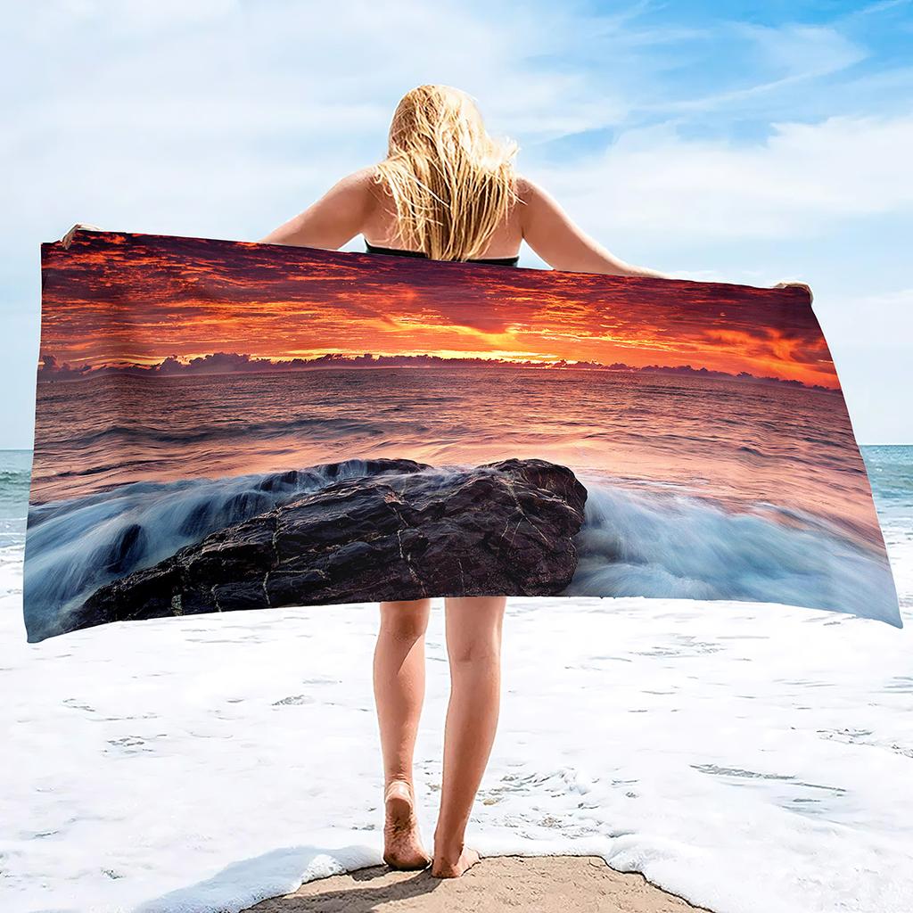 Seaworld Landscape Microfiber Oversized Lightweight Beach Towel Sand Free Towels Swim Pool Camping Essentials Accessories