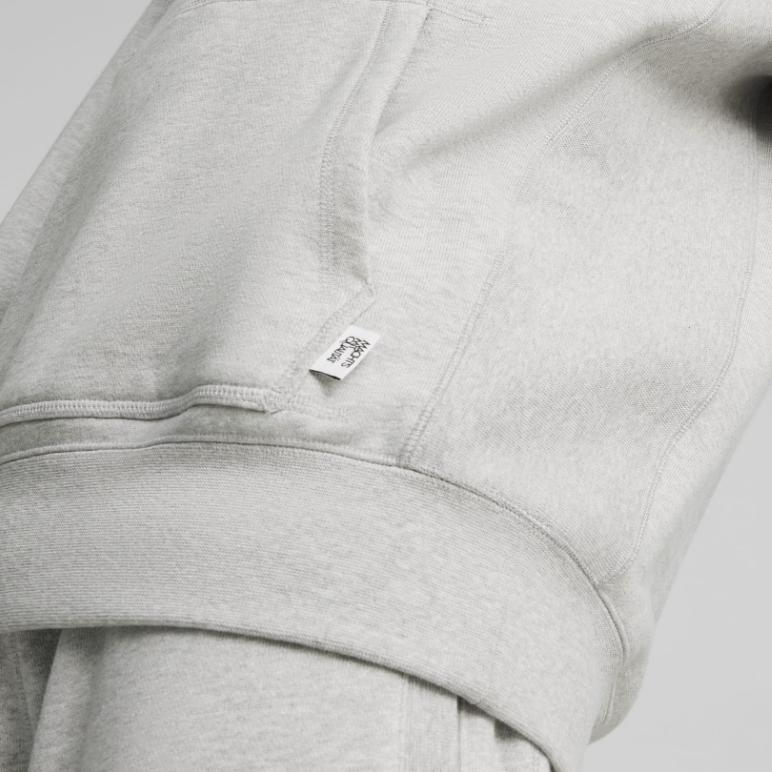 Puma Mmq Solid Color Casual Oversized Hooded Long Sleeve Sweatshirt Men Sweatshirt Light-Gray 624011-04