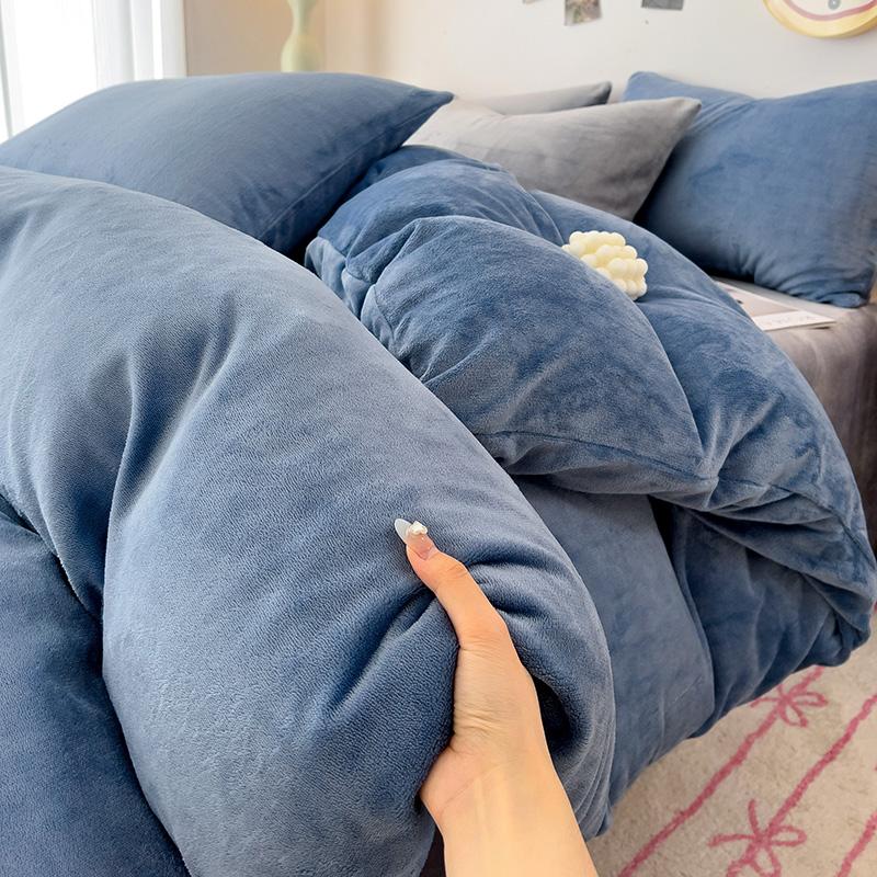 Velvet Duvet Cover Solid Color Quilt Cover Skin-friendly Bedding for Winter Comforter Cover Soft Bed Cover