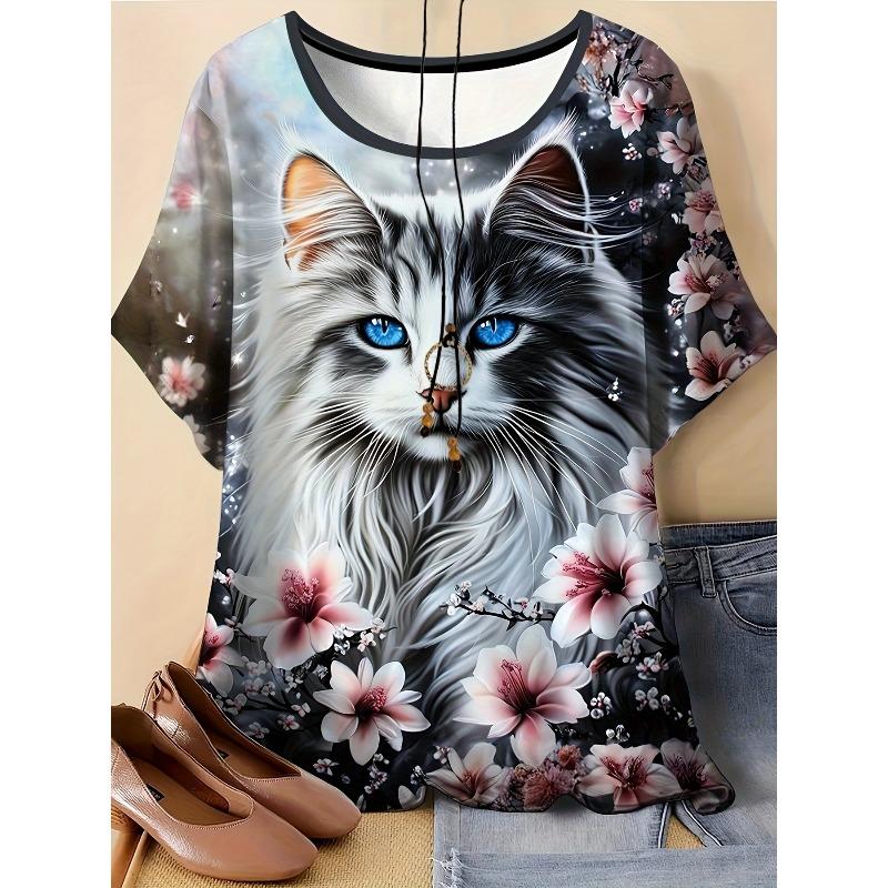 Summer Ladies 3D Printed Crew Neck T-Shirt Halloween Wear