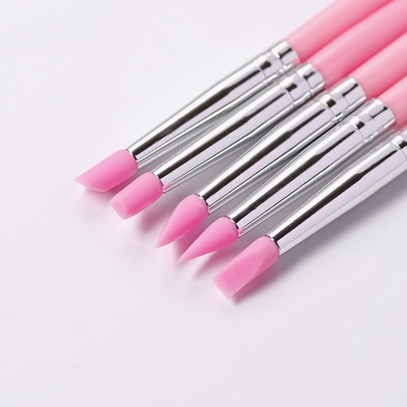 5pcs Silicone Brushes Set Modelling Brushes For Salon and Home Use Professional Nail Art Tools for Clay Sculpting