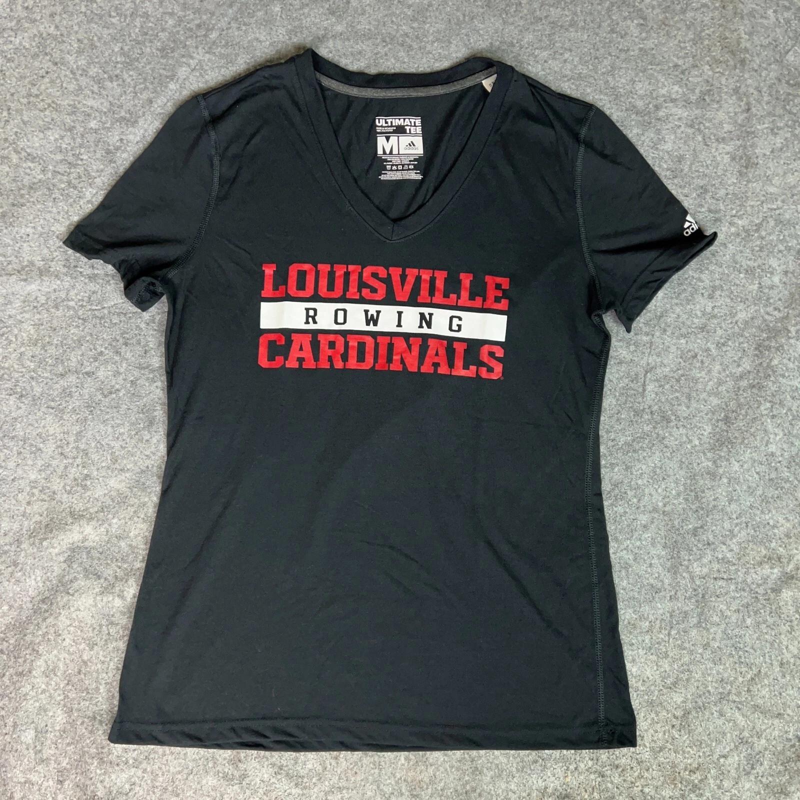 Louisville Cardinals Womens Shirt Medium Black Adidas Tee Short Sleeve Rowing 2XL