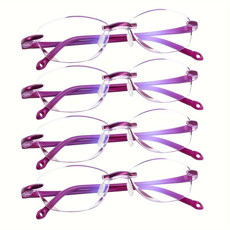 4 Pcs New Classic Frameless Reading Glasses Frameless Fashion Reading Glasses Anti-Blu-ray Reading Glasses HD +250