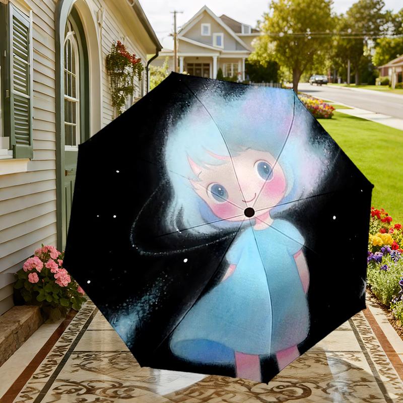 Starry Night Dreams: Magical Galaxy Print Umbrella - Auto Open/Closed, Outdoor Protection, Travel Accessory, Lightweight & Durable 084