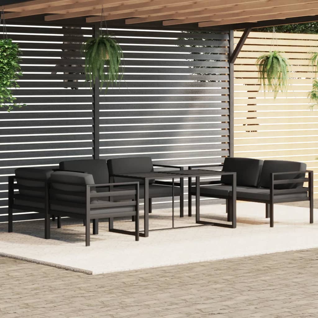 7 Piece Garden Lounge Set with Cushions Aluminum Anthracite