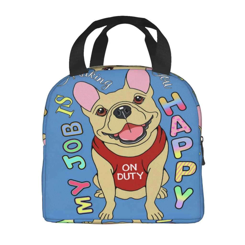 French Bulldogs Dog Insulated Lunch Bag for Women, Men, and Kids, Large and Reusable, Handle, Freezable Work and School Travel
