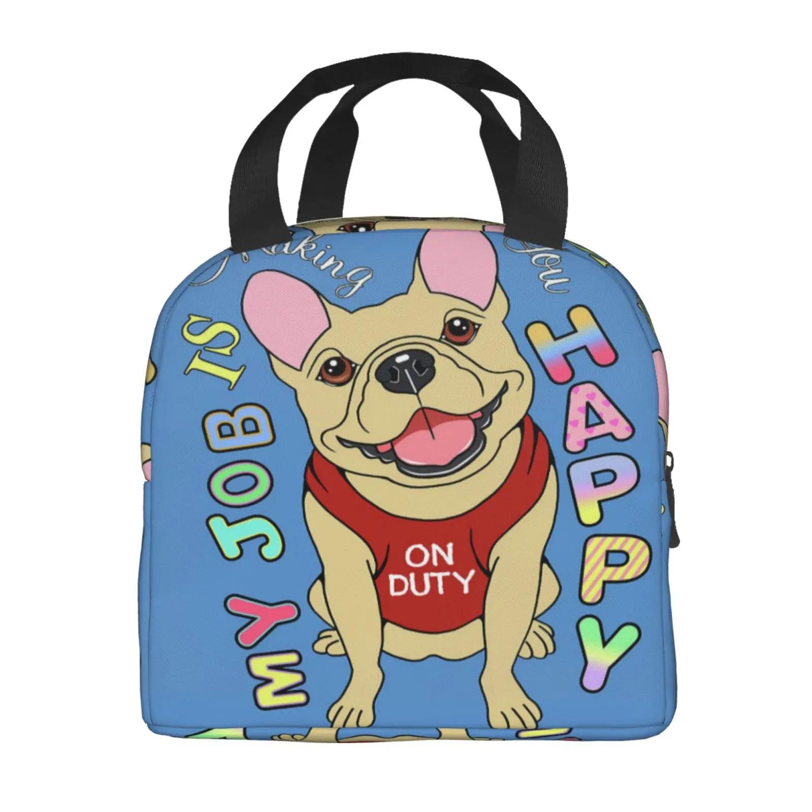 

Утепленная сумка для ланча French Bulldogs Dog для женщин, мужчин и детей, большая и многоразовая, с ручкой, с возможностью заморозки для поездок на работу и в школу 22x20x13CM красный