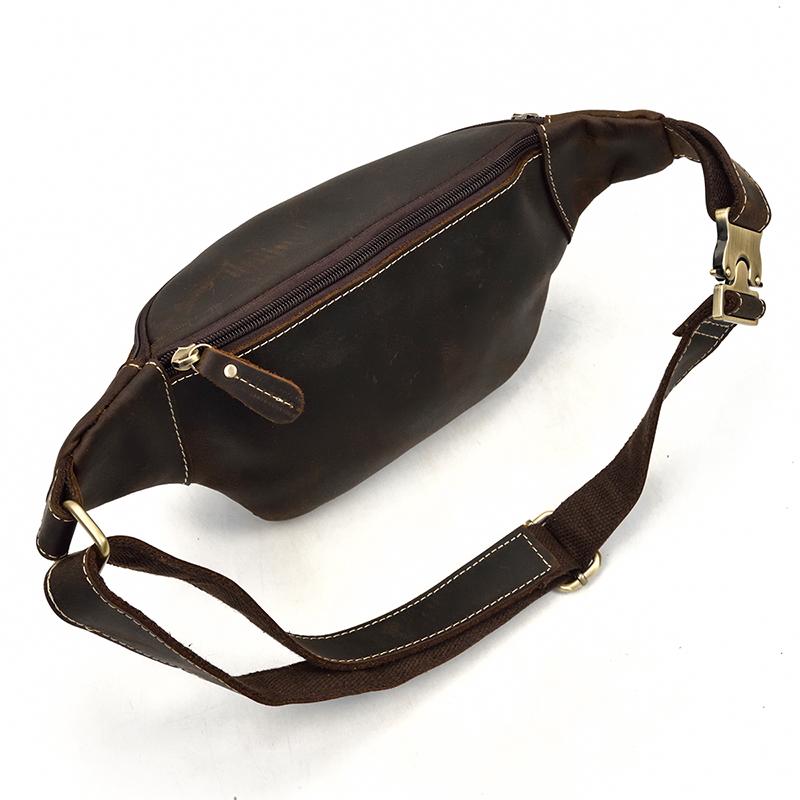 Retro Style Men's Leather Waist Bag Crazy Horse Leather Men Male Waist Pack Belt Pouch Hot Selling Male Bags Vintage Retro