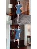 2025 Summer Women's Slim-Fit Denim Dress: Age-Reducing, Waist-Cinching, Short Sleeve, Mid-Length Style