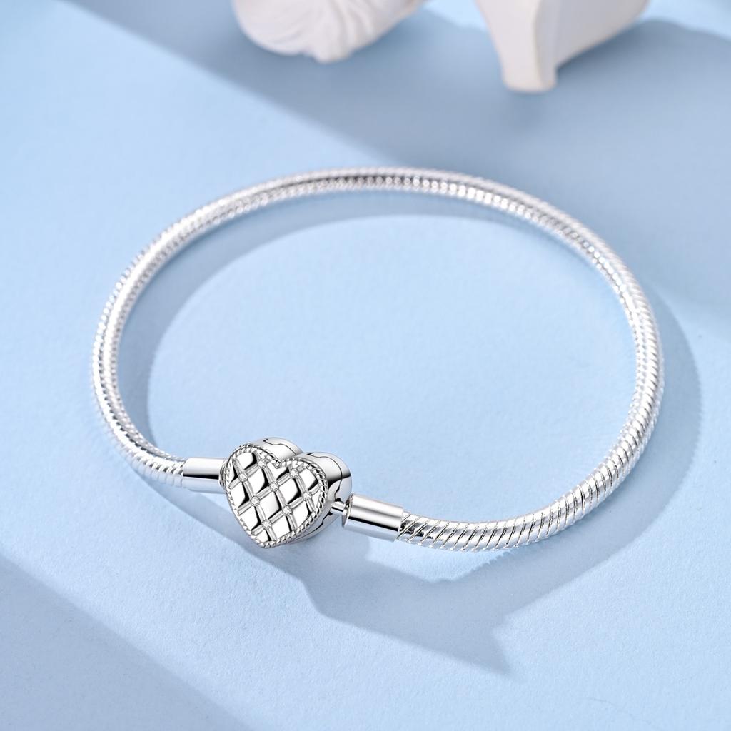 925 Silver Sparkling Fashion Zircon Spherical Heart-Shaped Snake Bone Bracelet For Women Fashion Birthday Jewelry Gifts