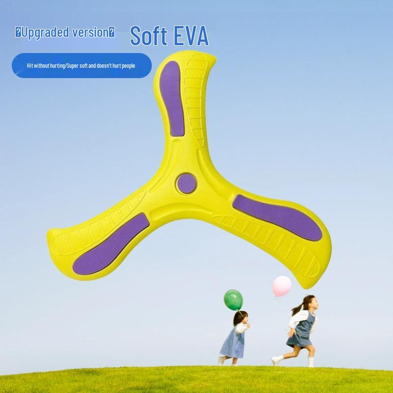 Large Children's Soft Rubber Boomerang - Durable, Three-Leaf Design for Safe Outdoor Play
