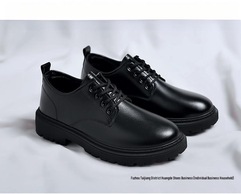 Men's Black Leather Martin Boots - British Style Casual Formal Shoes for Summer 2025