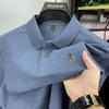 100% Pure Cotton Long Sleeve Men'S Polo Shirt Light Luxury Brand Fashion Cartoon Puppy Embroidery Business Casual New T-Shirt