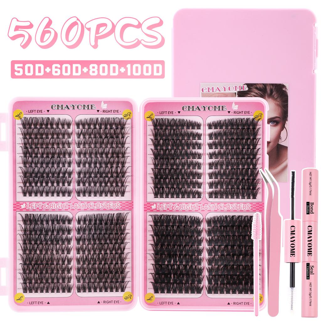 576 Clusters Of Single-Cluster False Eyelashes 8-16Mmdiy Segmented Natural Dense D-Curve Self-Grafting