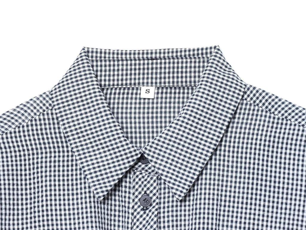 Cross2026 Spring/Summer Women's Versatile Casual Plaid Balloon Shirt with Pocket Decoration.