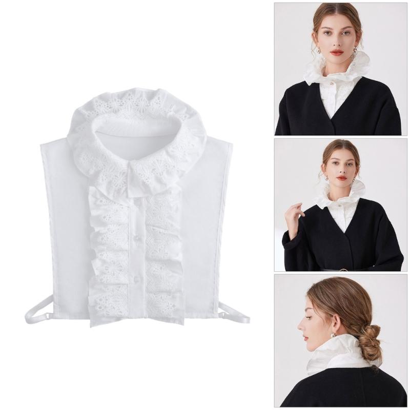 Elegant Ruffle Lace Detachable Collar False Collar Decorative Shawl Half Shiirt Fashion Neck Accessory For Office Women