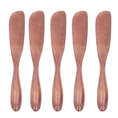 5PCS Wooden Butter Knife Jam Cheese Spreader Tableware for Japanese Style for Bread Facial MaskDark