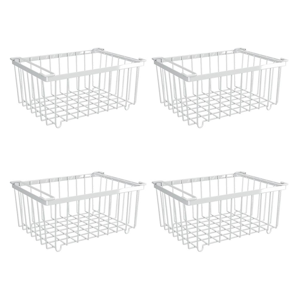 

4 Pcs Fruit Basket Muti-Purpose Storage Metal Baskets Vegetable Fruit Basket for Pantry Organizers and Storage білий