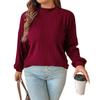 Women's Fashion Casual Strip Brushed Semi-high Neck Solid Color Long Sleeve Top
