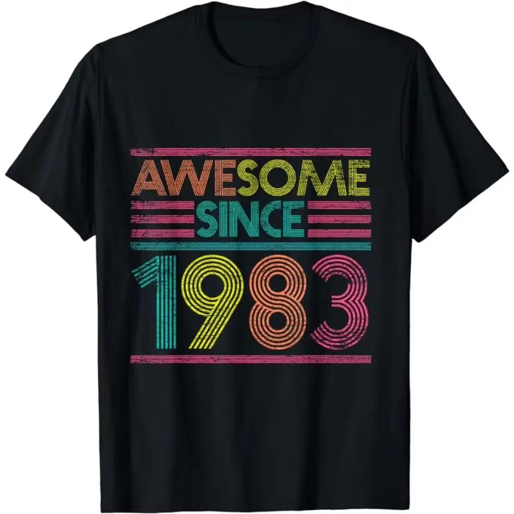 Retro Streetwear Birthday T-Shirt for Men Born In 1983 Style Men's Graphic T-Shirts Birthday Gifts TShirt Harajuku Men Clothing
