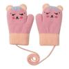 Men's and Women's Winter Double-layer Thickened Warm Neck Hanging Outdoor Cold-proof Cycling Cartoon Bear Knitted Children's Gloves Children